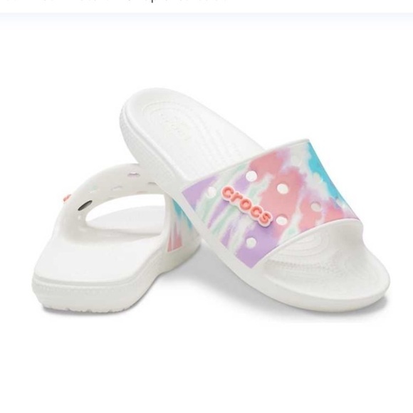 Crocs Classic Tie-Dye Graphic Slides Womens 6 Mens 4 - Picture 1 of 7